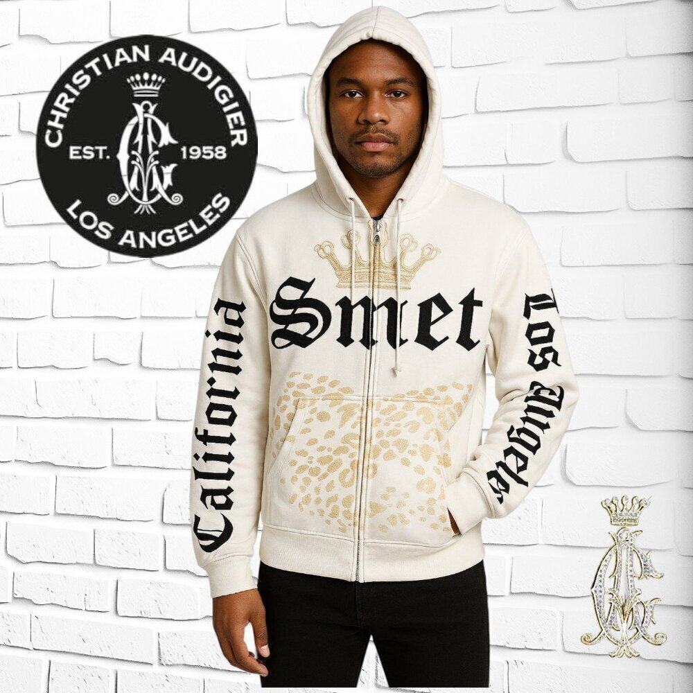 Vintage Y2K Off White SMET by Christian Audigier Hoodie - Size L